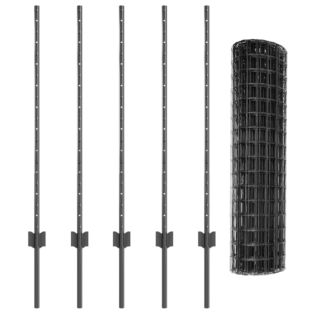 Euro gjerdet med stolpe 10 x 1 m PVC-belagt stål Grå Mesh