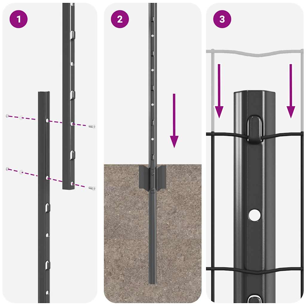 Euro gjerdet med stolpe 10 x 1,2 m PVC-belagt stål Grå Mesh
