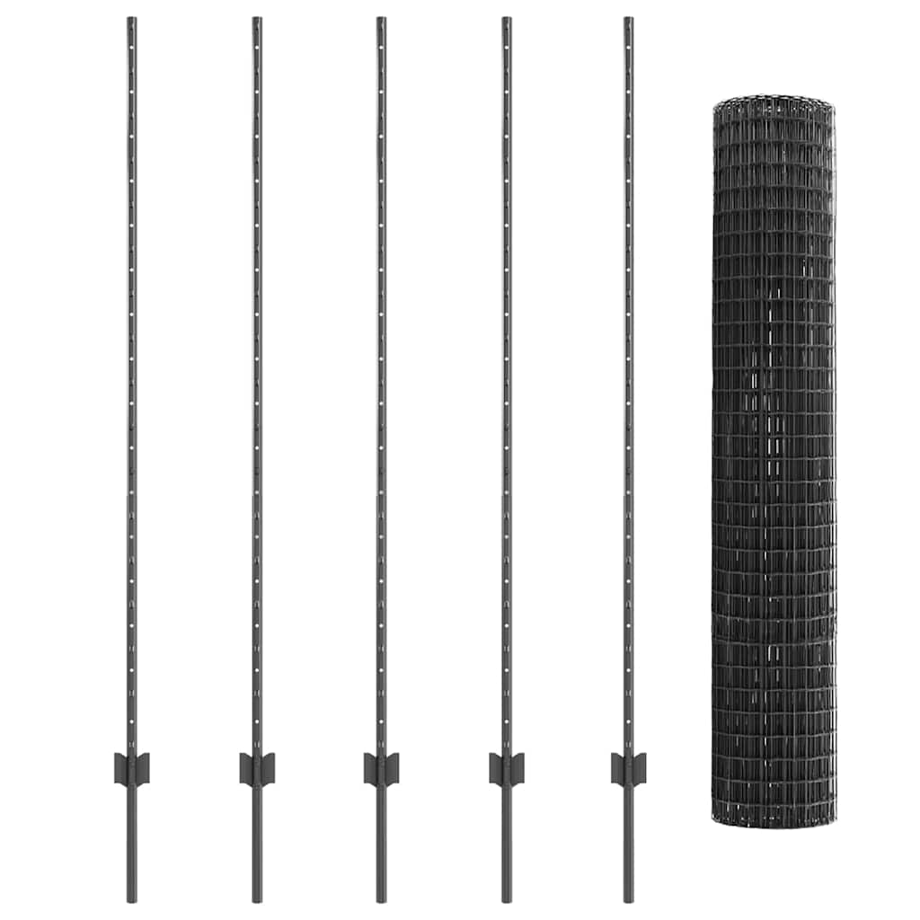 Euro gjerdet med stolpe 10 x 1,6 m PVC-belagt stål Grå Mesh