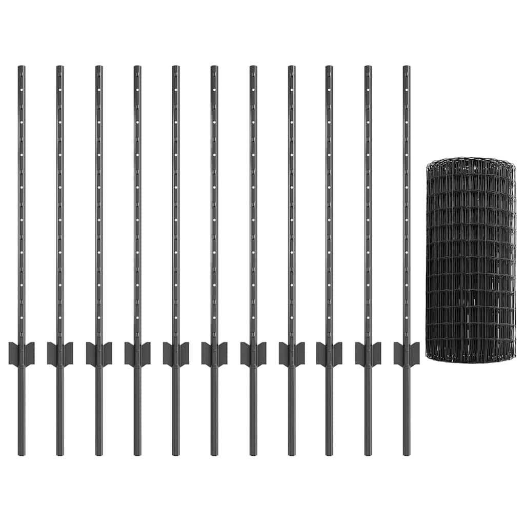 Euro gjerdet med stolpe 25 x 0,8 m PVC-belagt stål Grå Mesh