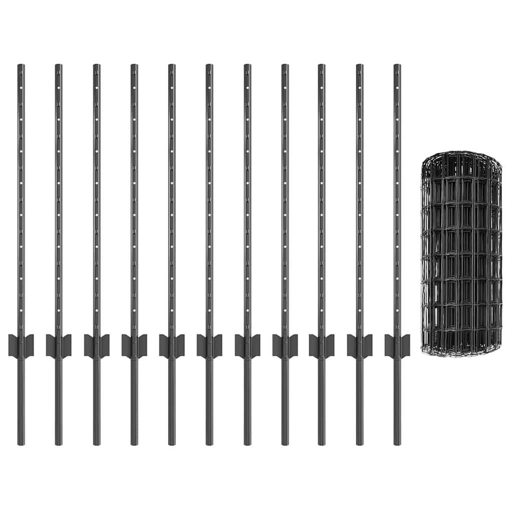 Euro gjerdet med stolpe 25 x 0,8 m PVC-belagt stål Grå Mesh