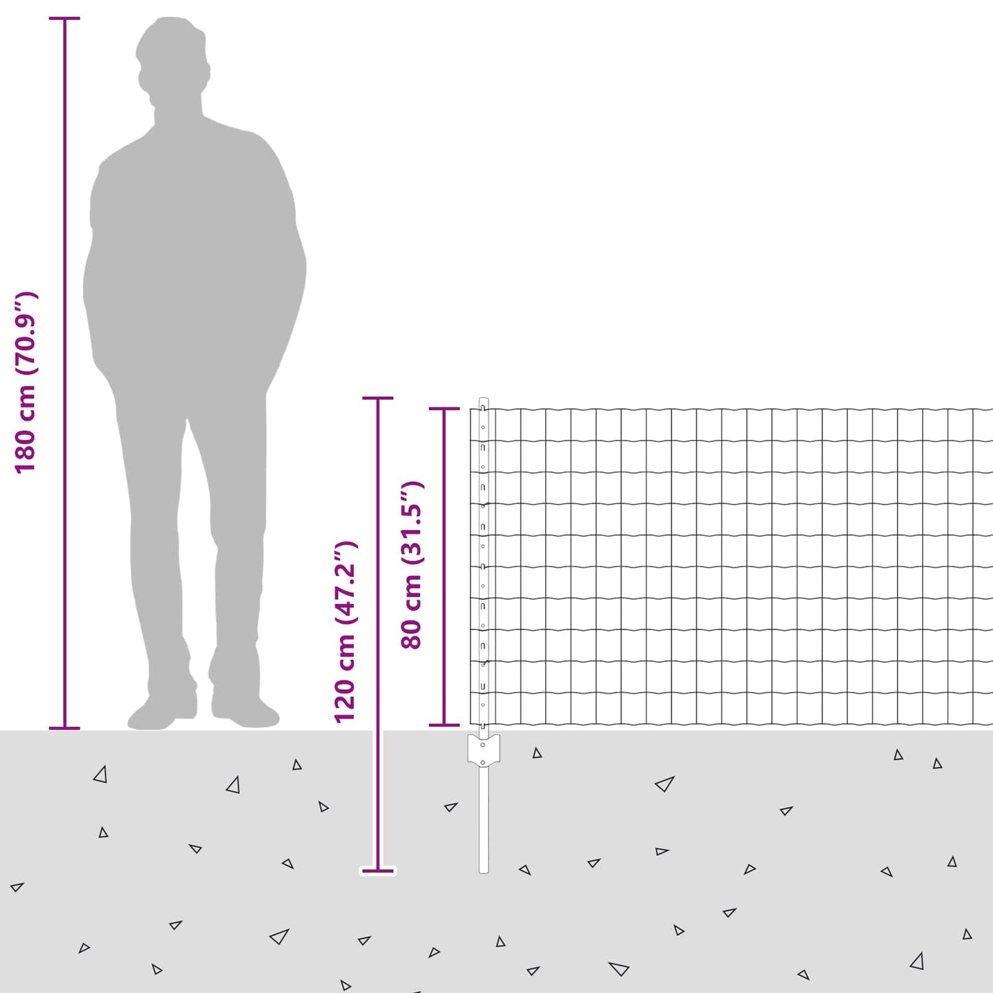 Euro gjerdet med stolpe 10 x 0,8 m PVC-belagt stål Grå Mesh