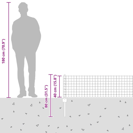 Euro gjerdet med stolpe 50 x 0,4 m Galvanisert stål Sølv Mesh