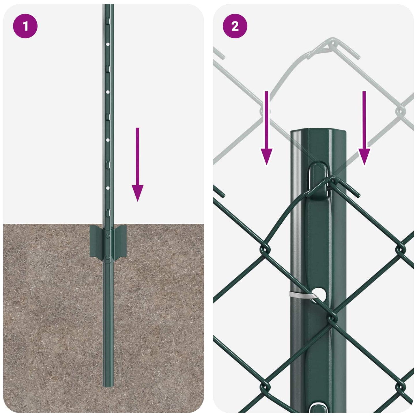 Kjettinggjerde med stolpe 10 x 0,4 m PVC-belagt stål Grønn Mesh