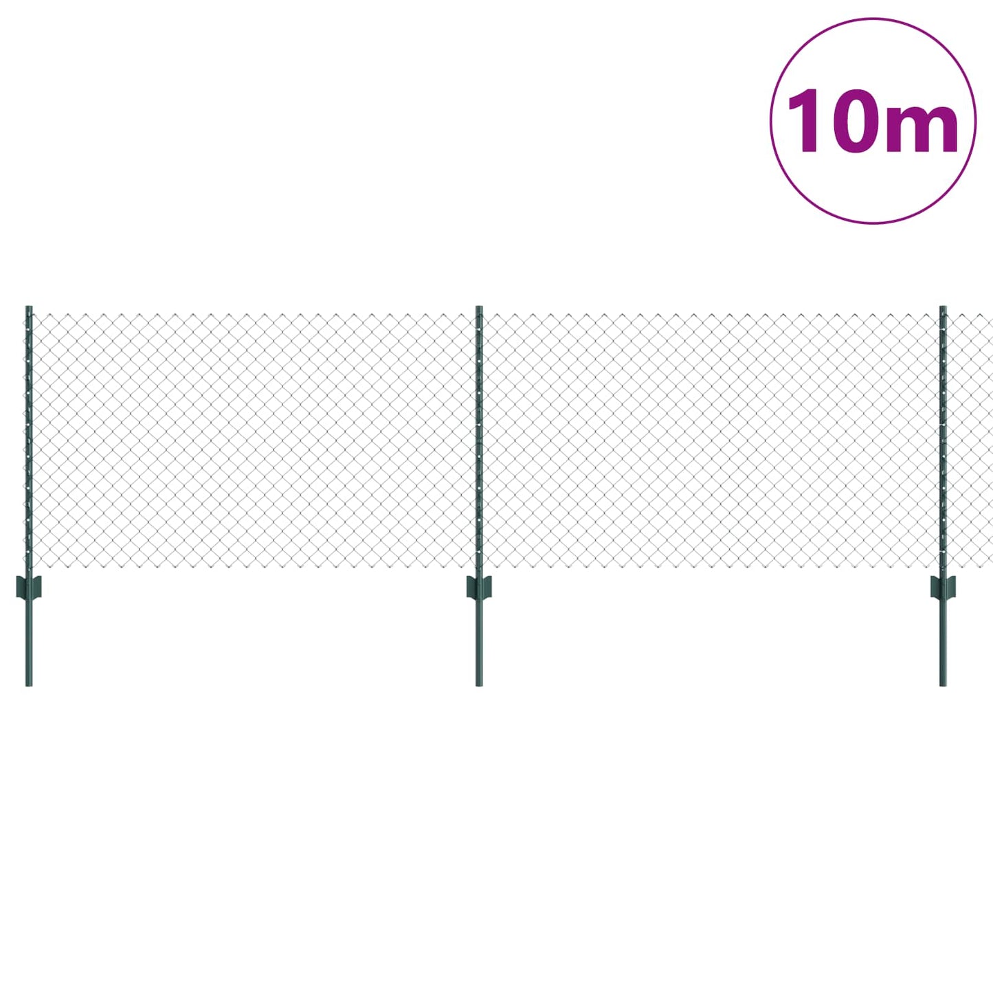 Kjettinggjerde med stolpe 10 x 0,8 m PVC-belagt stål Grønn Mesh