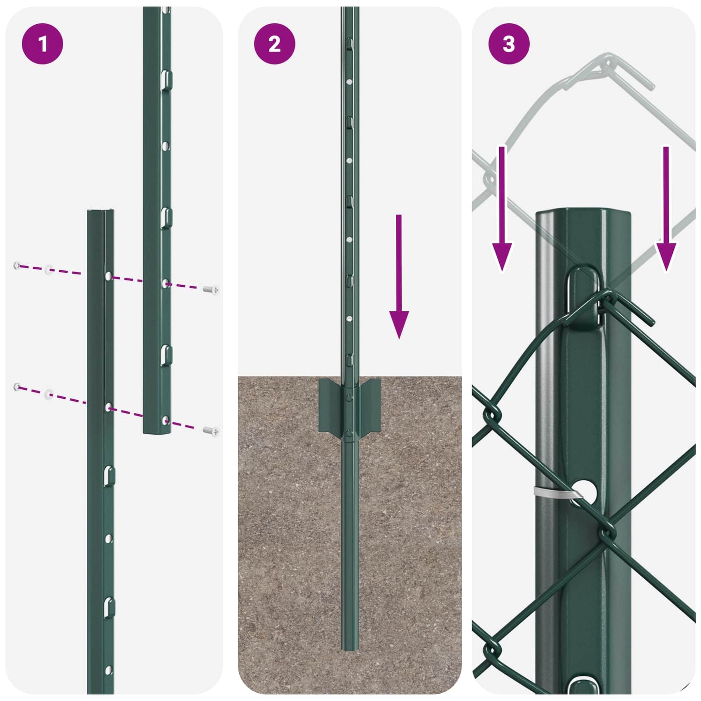 Kjettinggjerde med stolpe 10 x 1,6 m PVC-belagt stål Grønn Mesh