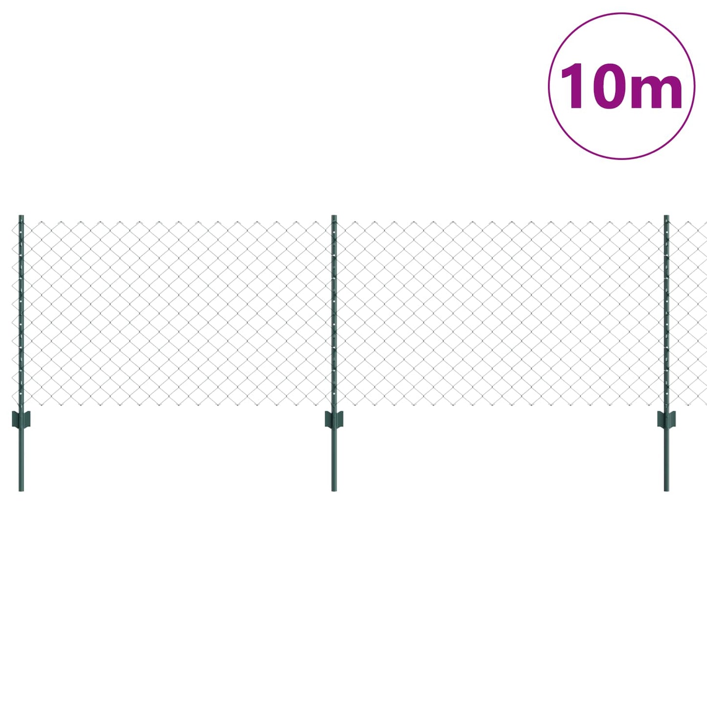 Kjettinggjerde med stolpe 10 x 0,8 m PVC-belagt stål Grønn Mesh