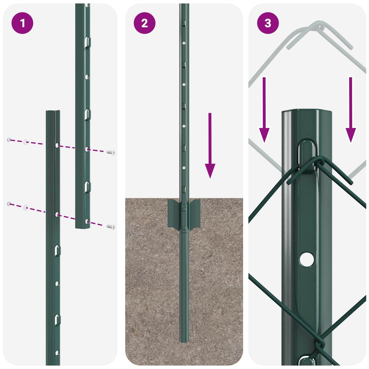 Kjettinggjerde med stolpe 10 x 1,6 m PVC-belagt stål Grønn Mesh