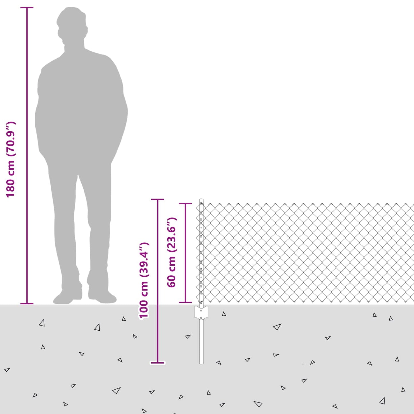 Kjettinggjerde med stolpe 25 x 0,6 m PVC-belagt stål Grønn Mesh