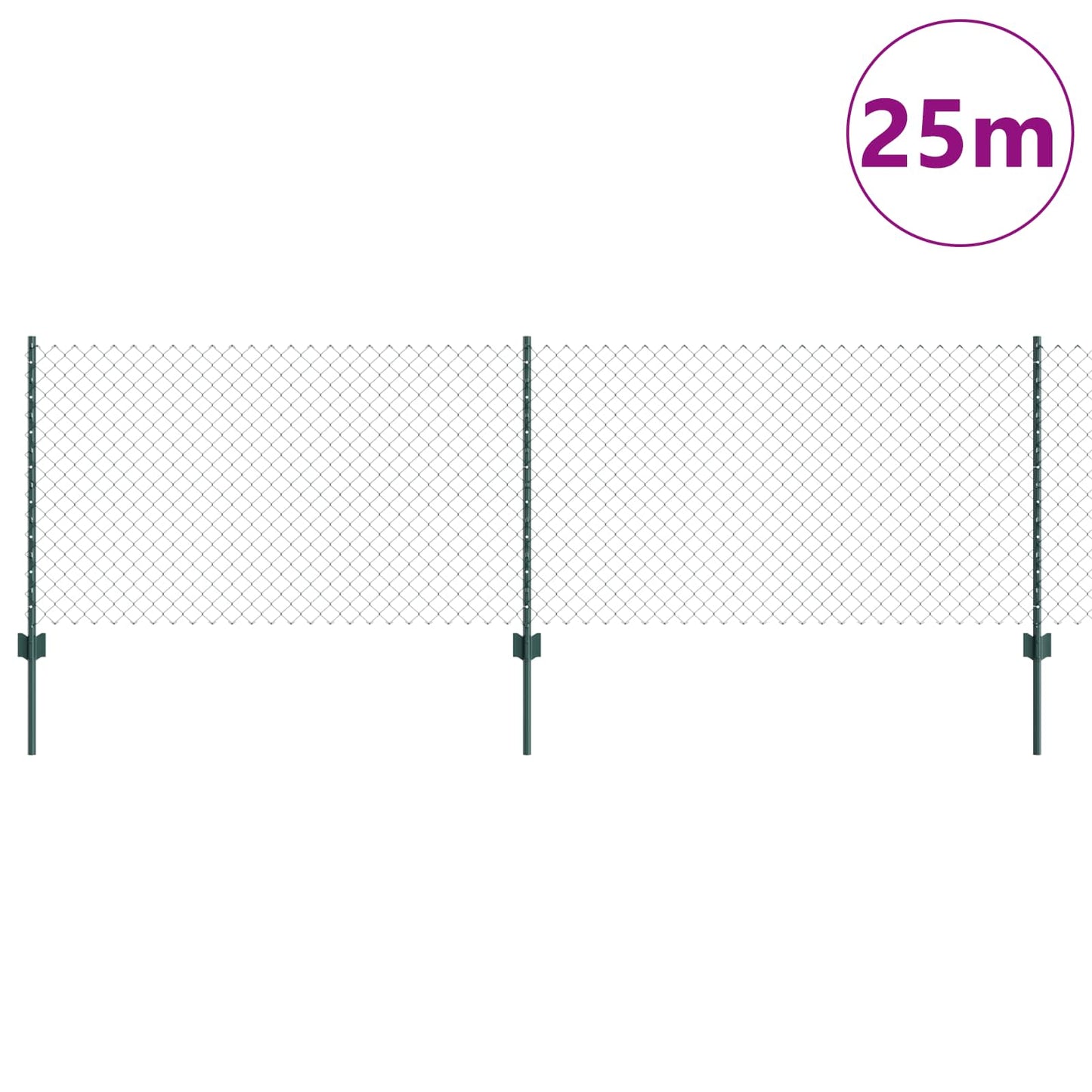 Kjettinggjerde med stolpe 25 x 0,8 m PVC-belagt stål Grønn Mesh