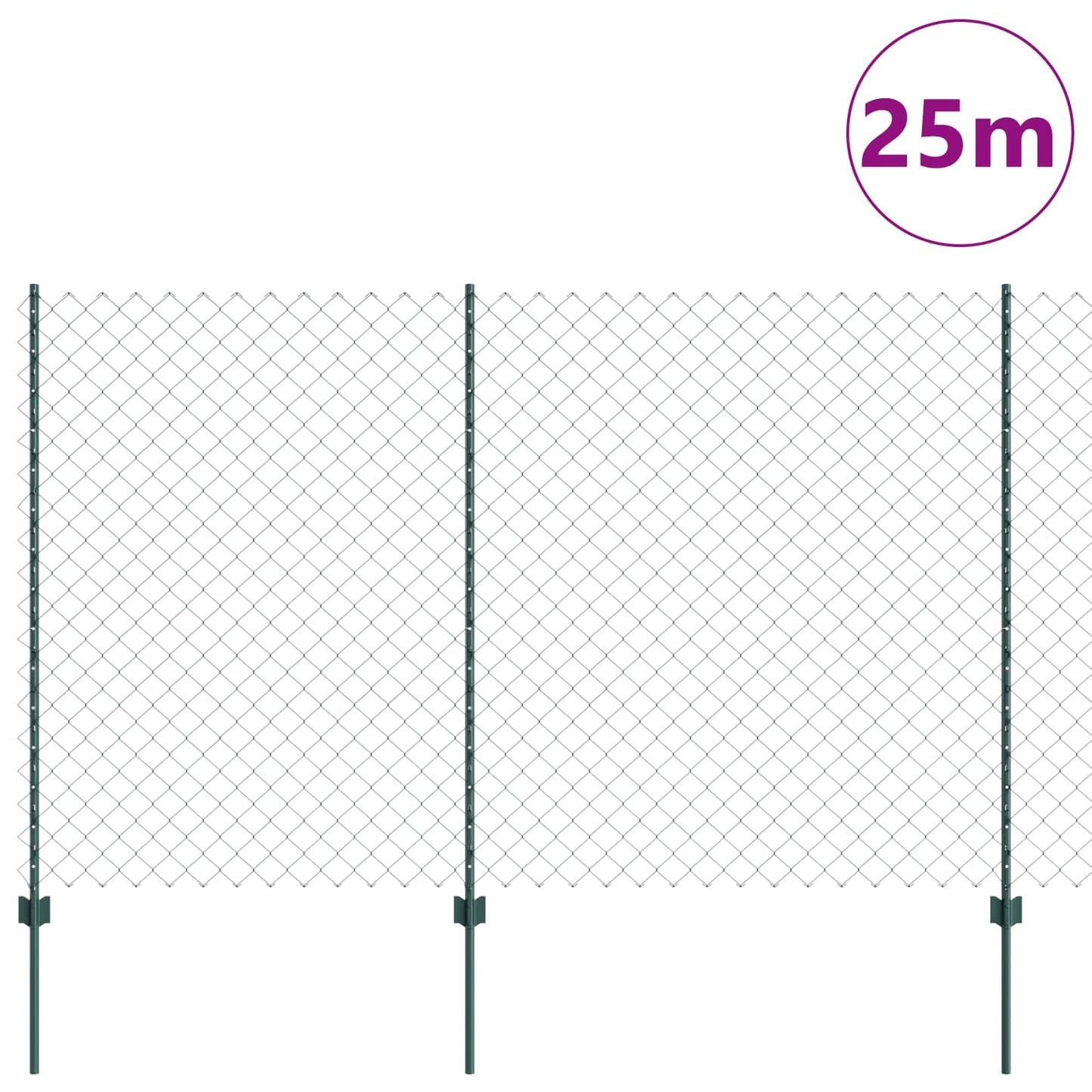 Kjettinggjerde med stolpe 25 x 1,6 m PVC-belagt stål Grønn Mesh