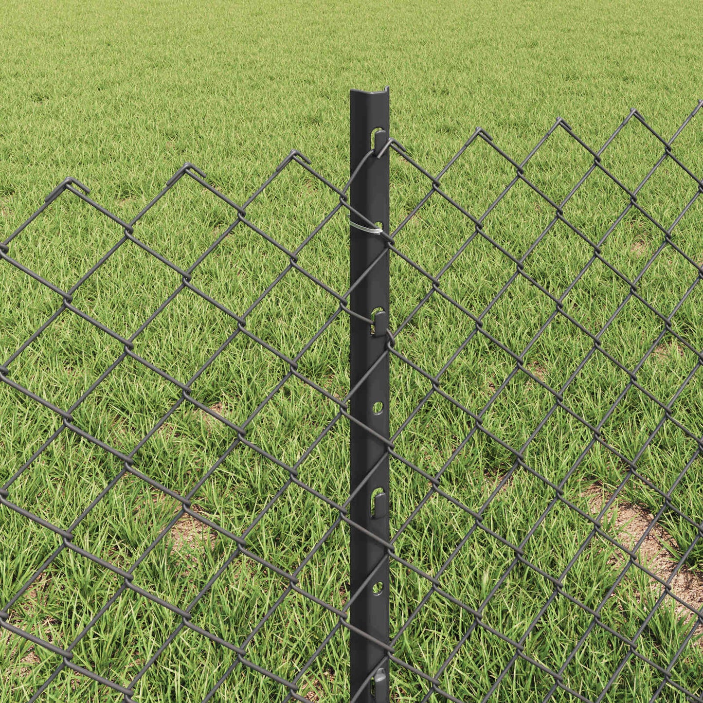 Kjettinggjerde med stolpe 10 x 0,4 m PVC-belagt stål Grå Mesh