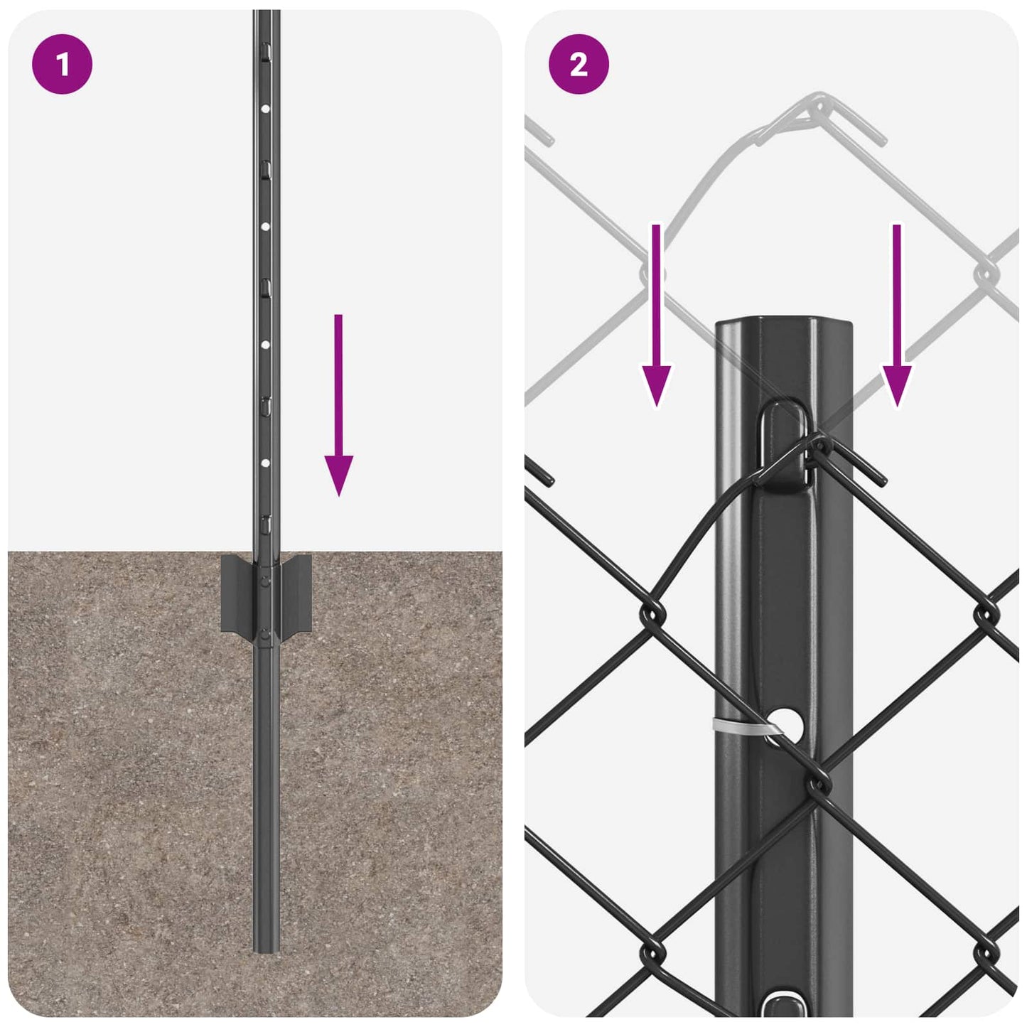 Kjettinggjerde med stolpe 10 x 0,4 m PVC-belagt stål Grå Mesh