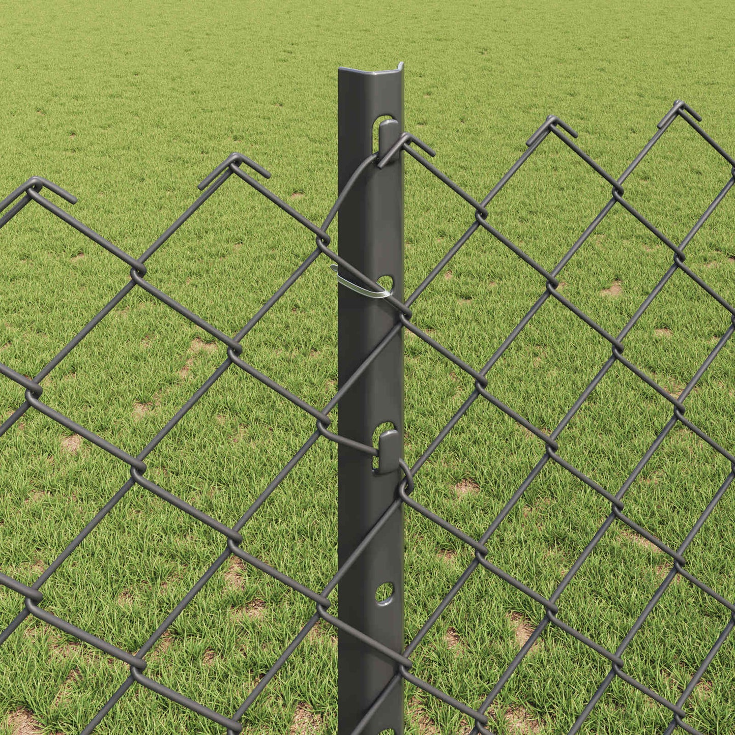 Kjettinggjerde med stolpe 10 x 1,2 m PVC-belagt stål Grå Mesh