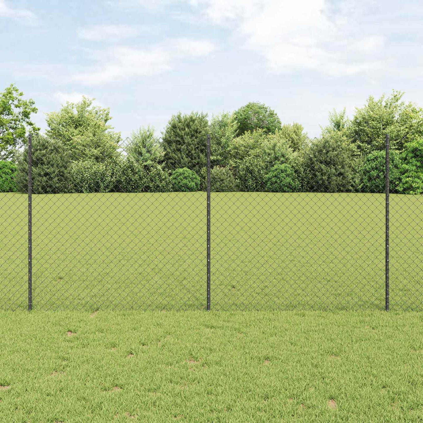 Kjettinggjerde med stolpe 10 x 1,2 m PVC-belagt stål Grå Mesh