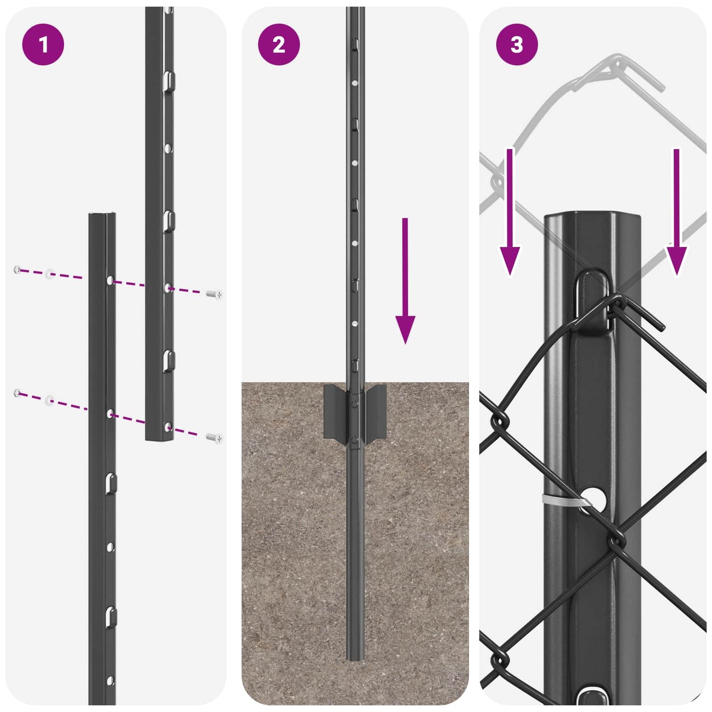 Kjettinggjerde med stolpe 10 x 1,2 m PVC-belagt stål Grå Mesh