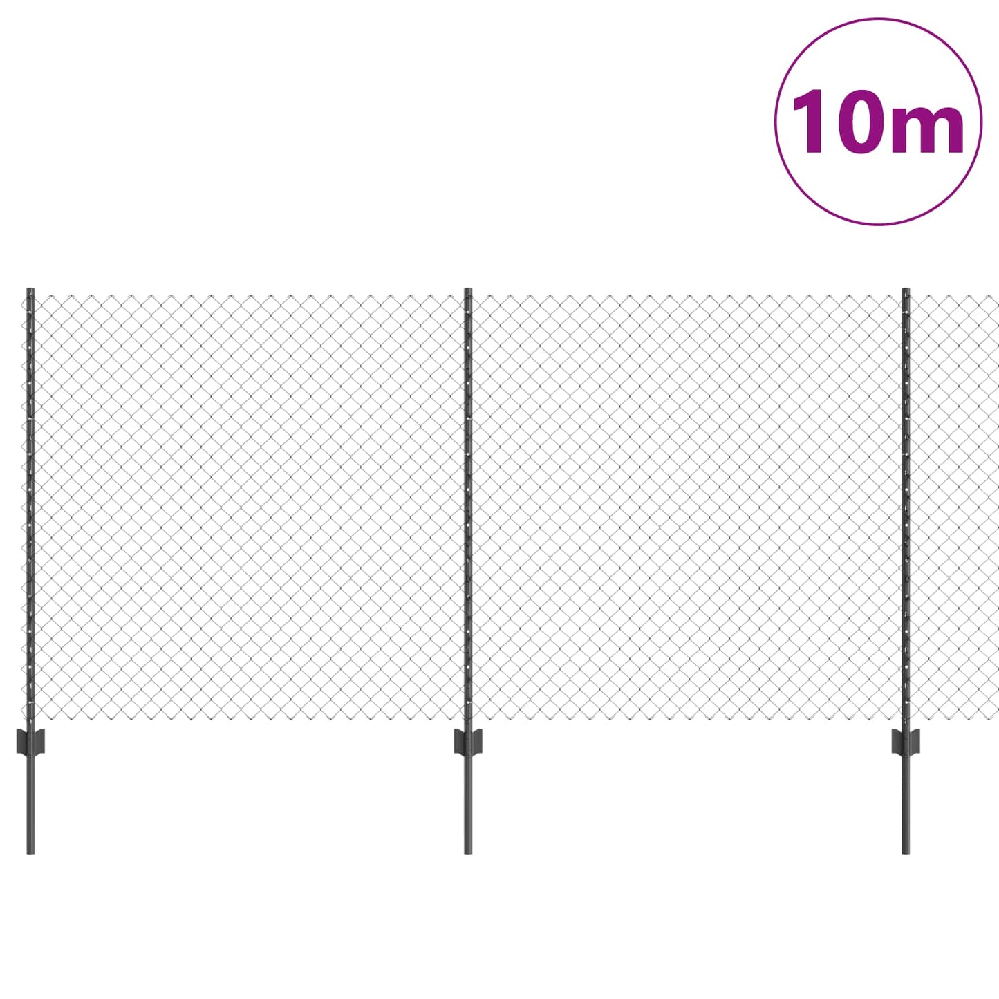 Kjettinggjerde med stolpe 10 x 1,2 m PVC-belagt stål Grå Mesh