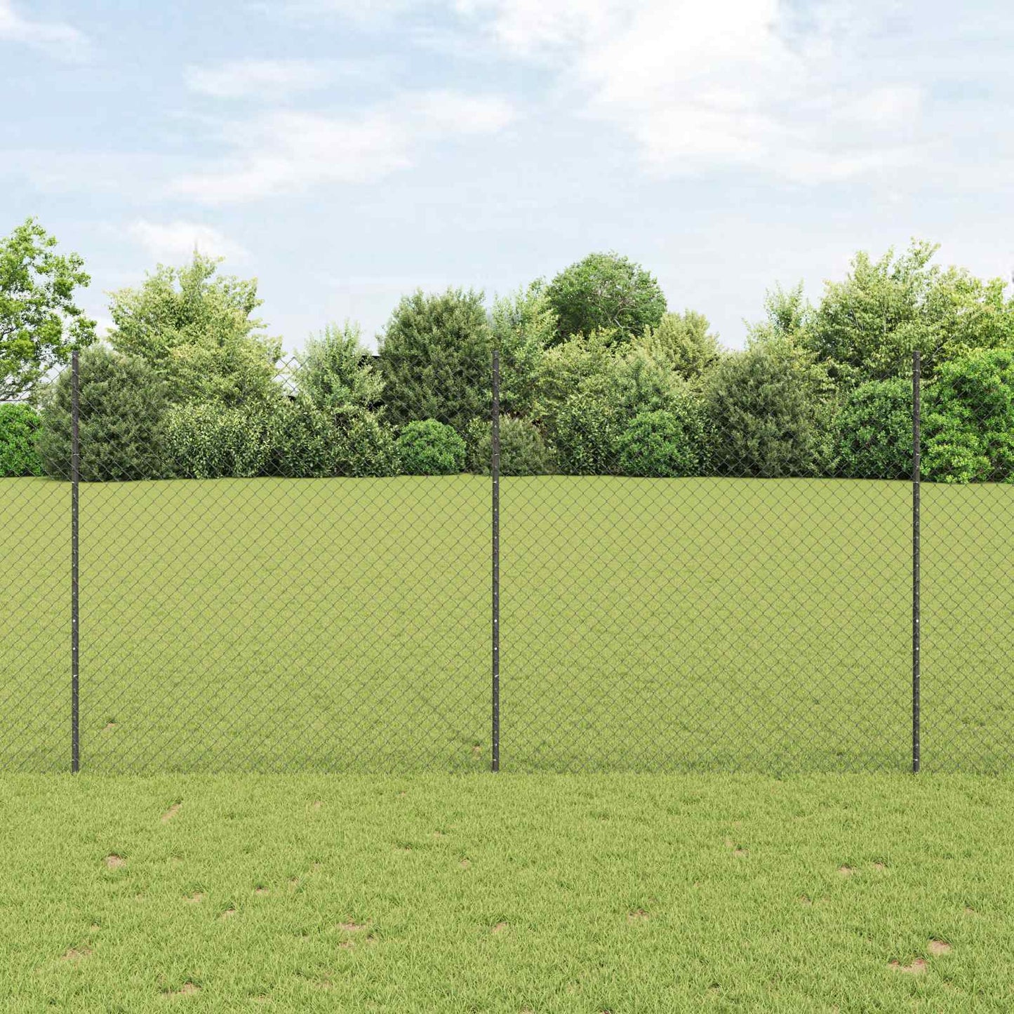 Kjettinggjerde med stolpe 10 x 1,5 m PVC-belagt stål Grå Mesh