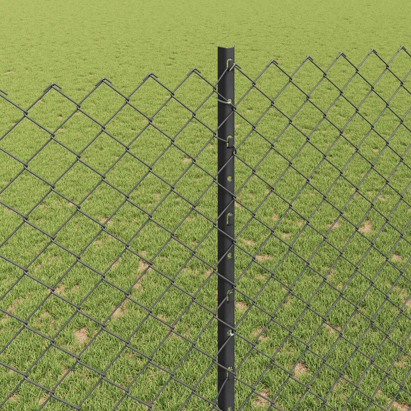 Kjettinggjerde med stolpe 10 x 1,6 m PVC-belagt stål Grå Mesh