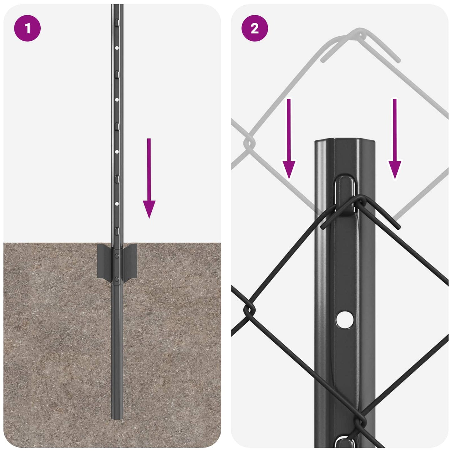 Kjettinggjerde med stolpe 10 x 0,4 m PVC-belagt stål Grå Mesh