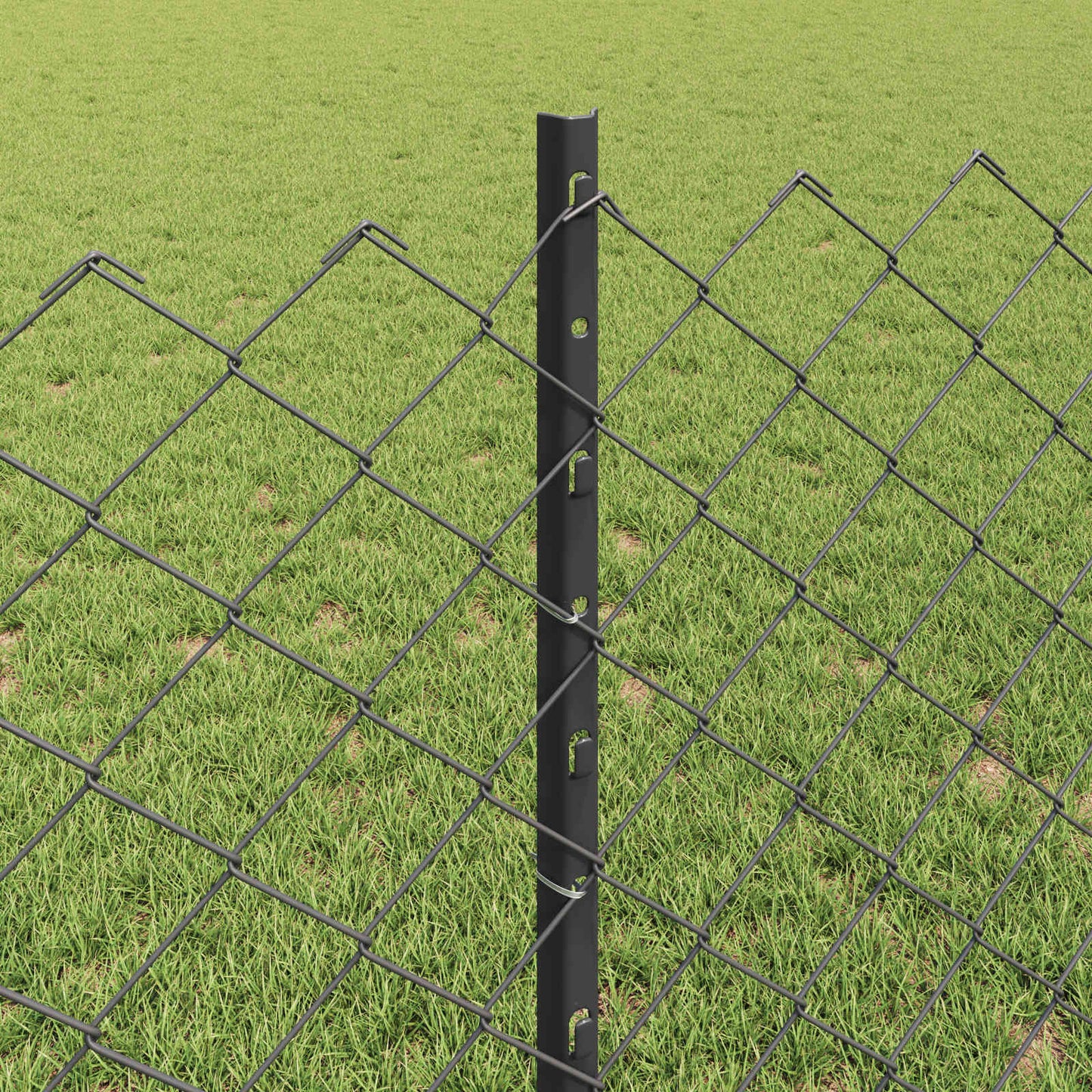 Kjettinggjerde med stolpe 10 x 0,8 m PVC-belagt stål Grå Mesh