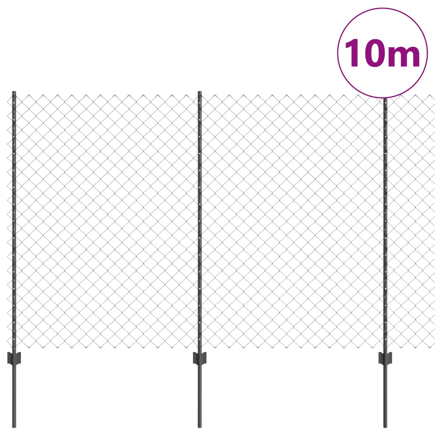 Kjettinggjerde med stolpe 10 x 1,5 m PVC-belagt stål Grå Mesh