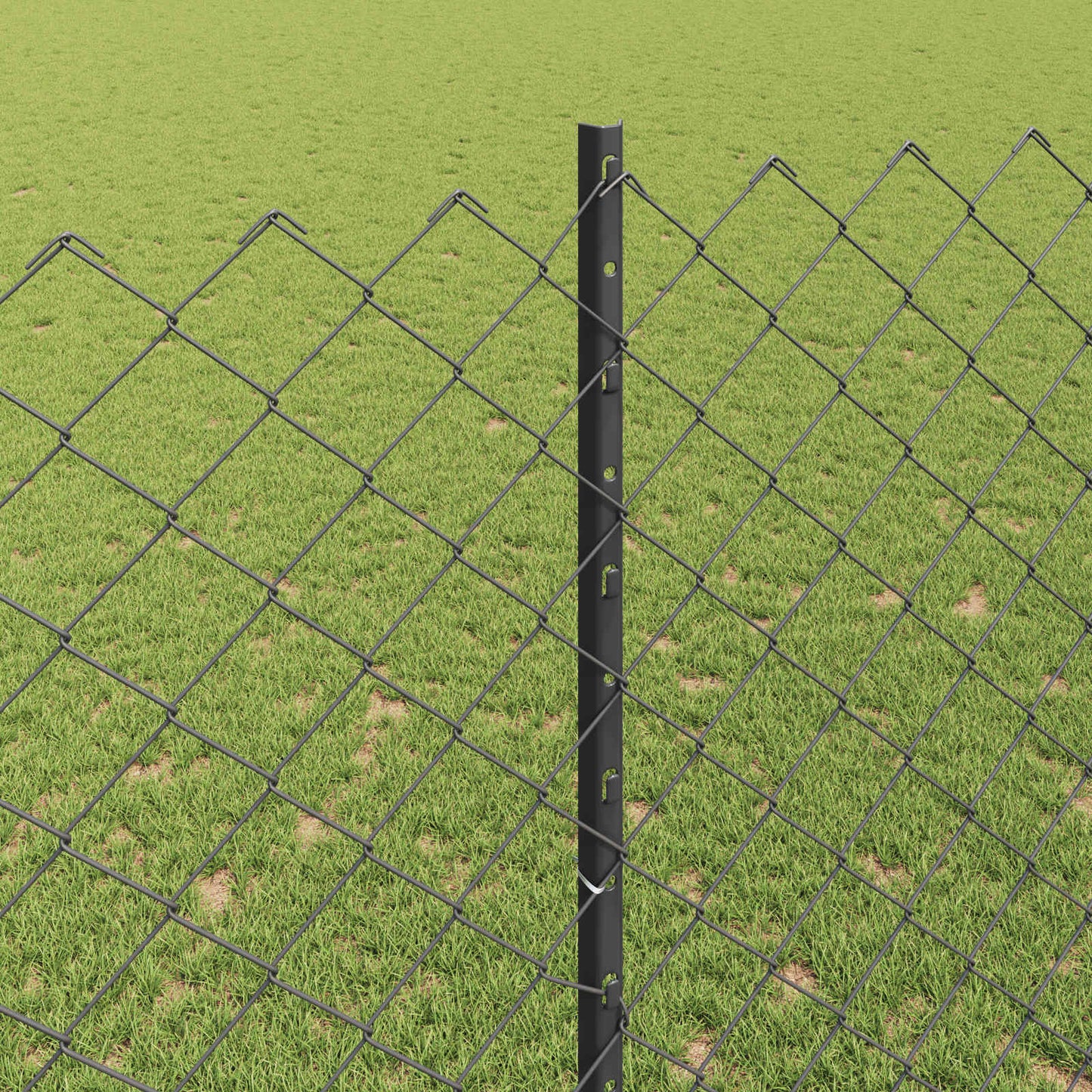 Kjettinggjerde med stolpe 10 x 1,6 m PVC-belagt stål Grå Mesh