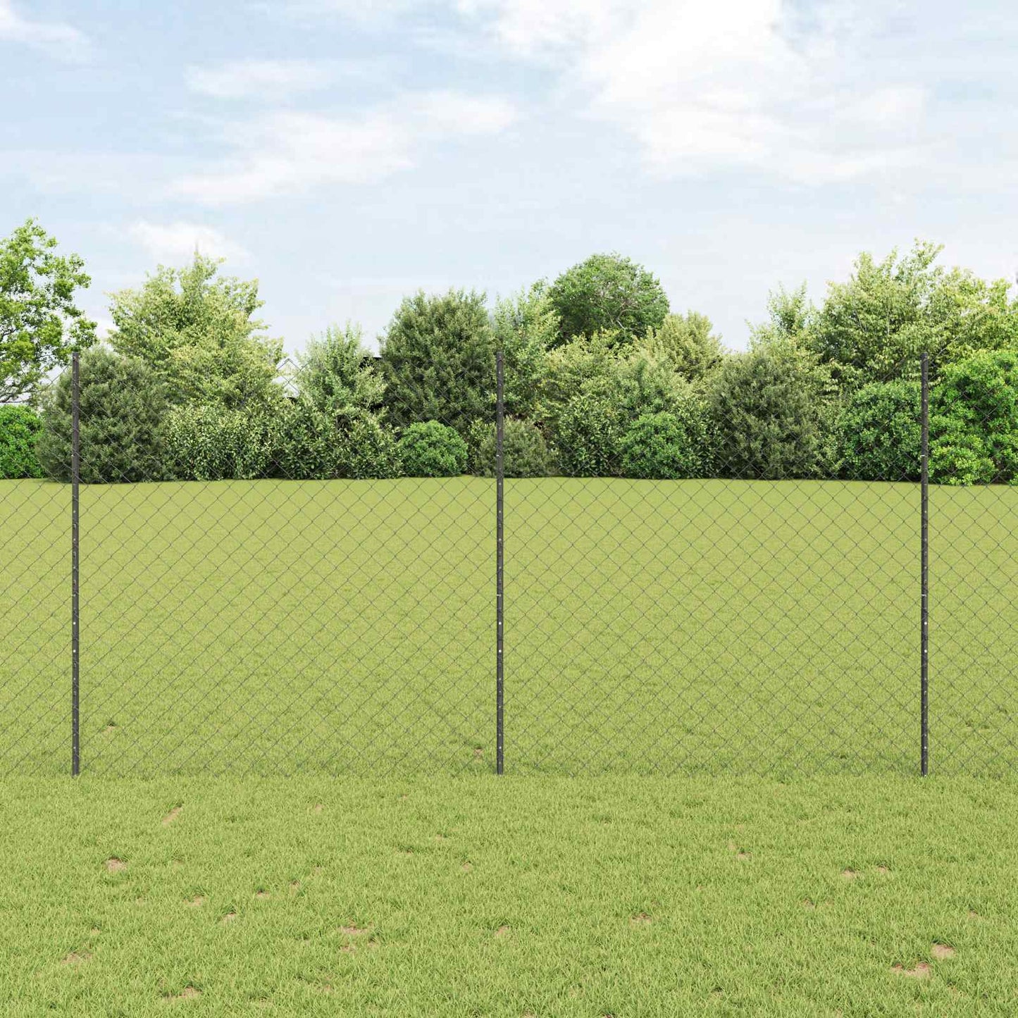 Kjettinggjerde med stolpe 10 x 1,6 m PVC-belagt stål Grå Mesh