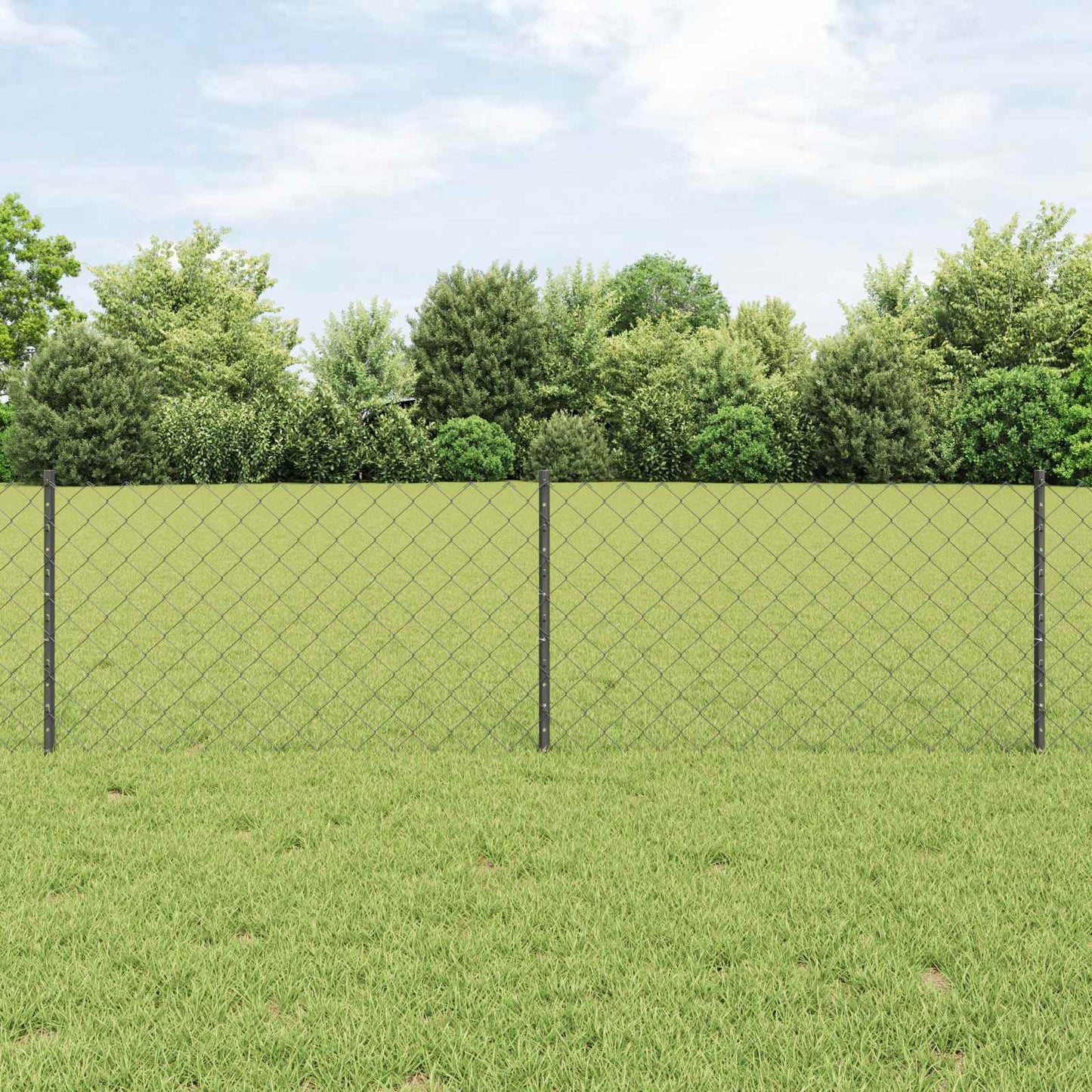 Kjettinggjerde med stolpe 25 x 0,6 m PVC-belagt stål Grå Mesh