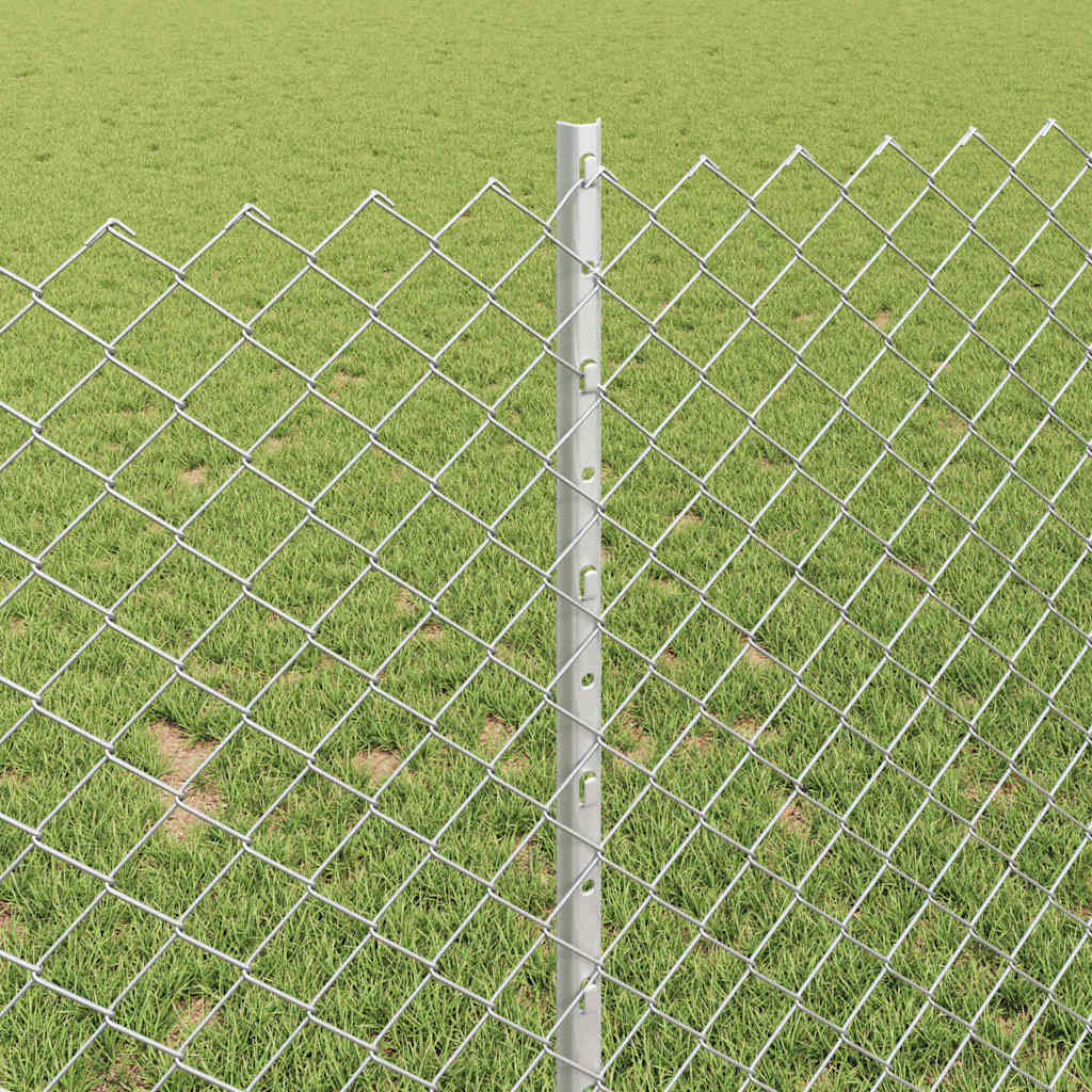 Kjettinggjerde med stolpe 10 x 1 m Galvanisert stål Sølv Mesh