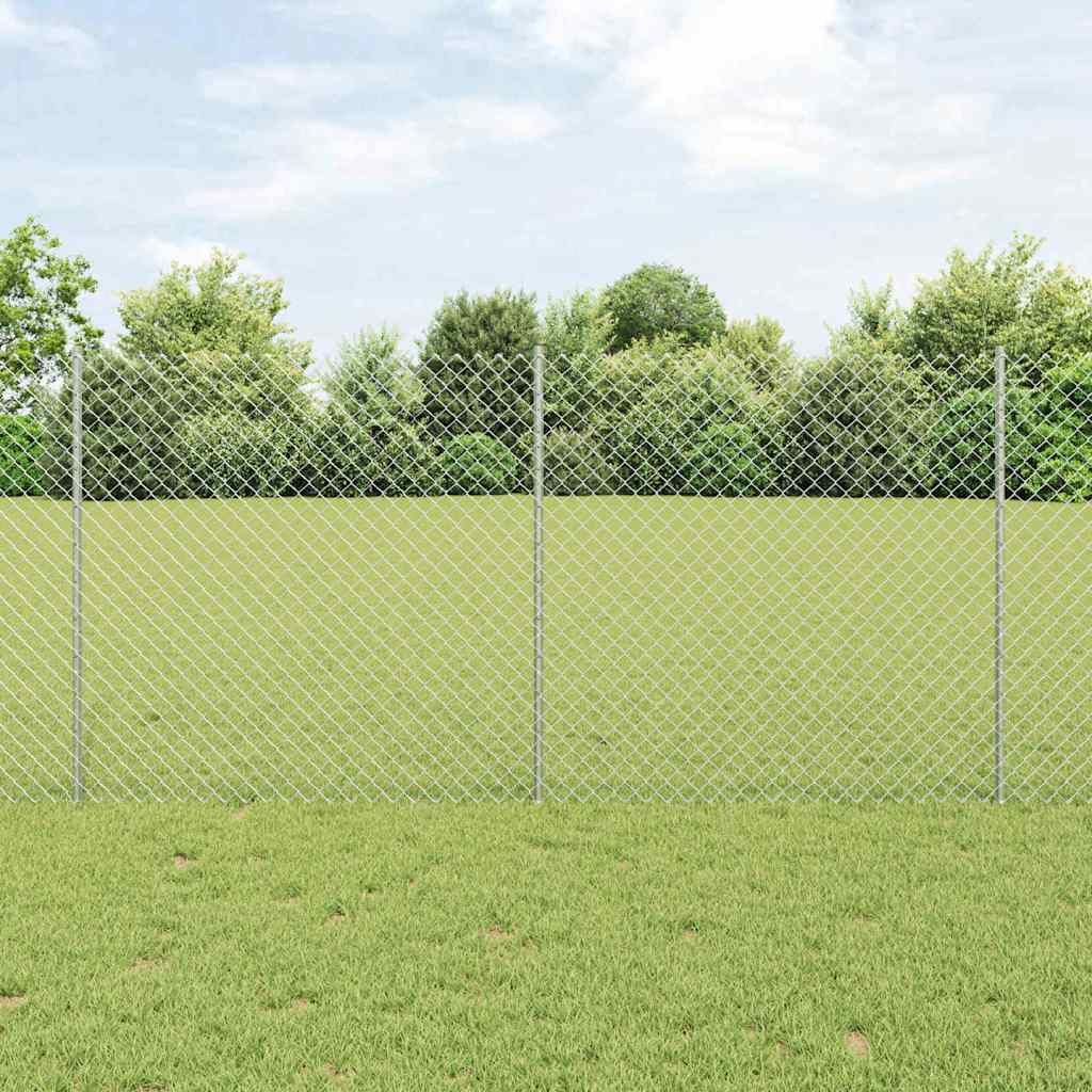 Kjettinggjerde med stolpe 10 x 1,2 m Galvanisert stål Sølv Mesh