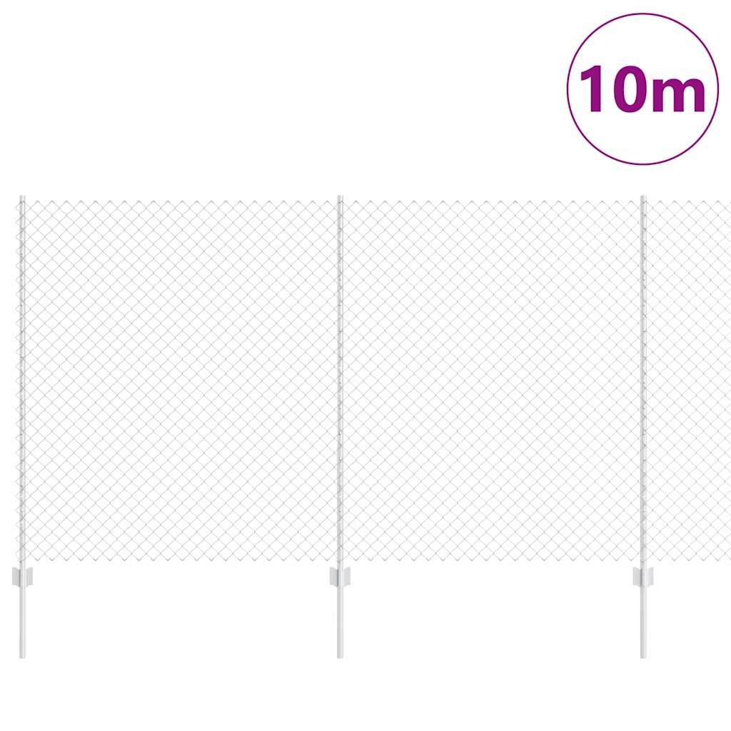 Kjettinggjerde med stolpe 10 x 1,4 m Galvanisert stål Sølv Mesh