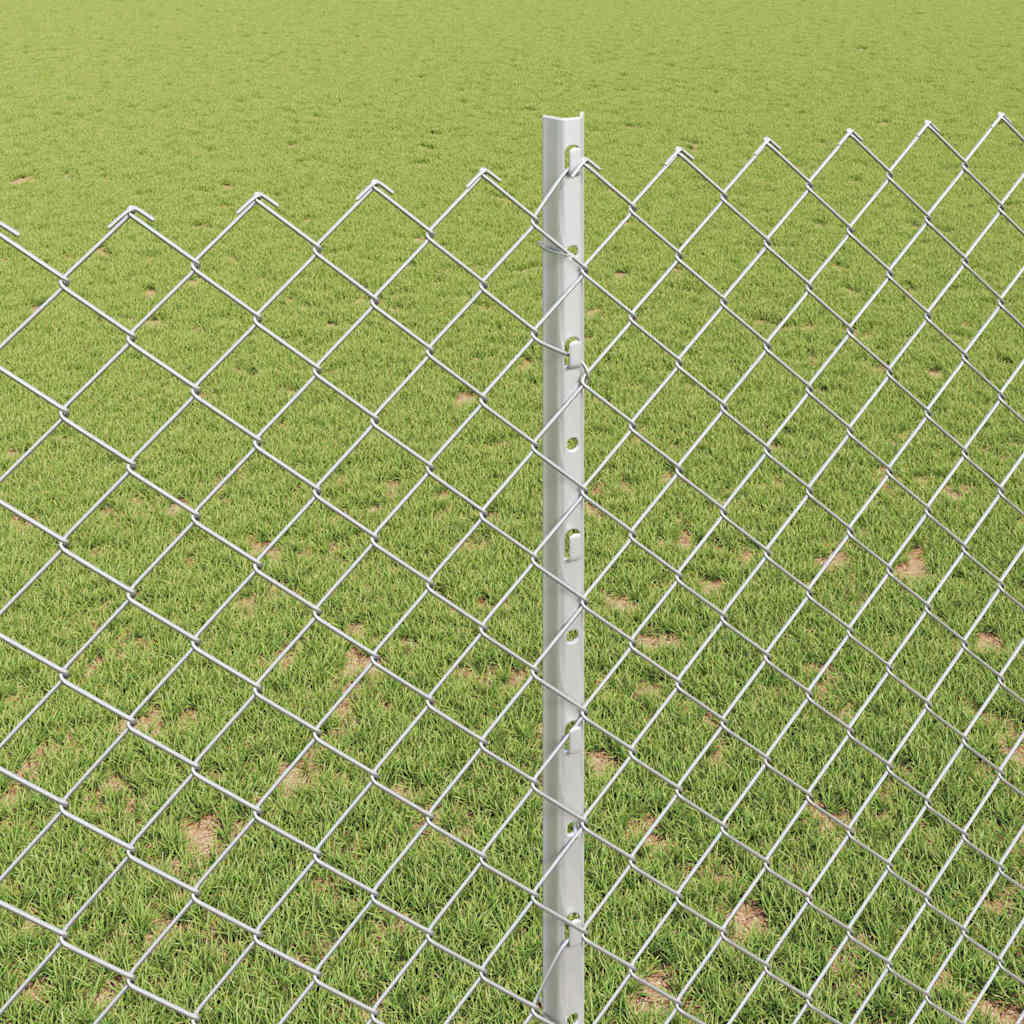 Kjettinggjerde med stolpe 10 x 1,5 m Galvanisert stål Sølv Mesh