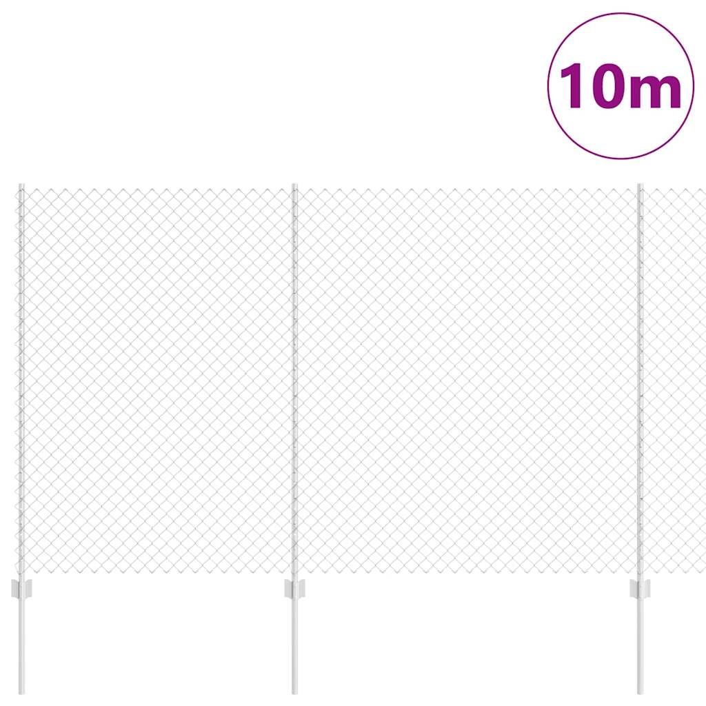 Kjettinggjerde med stolpe 10 x 1,5 m Galvanisert stål Sølv Mesh