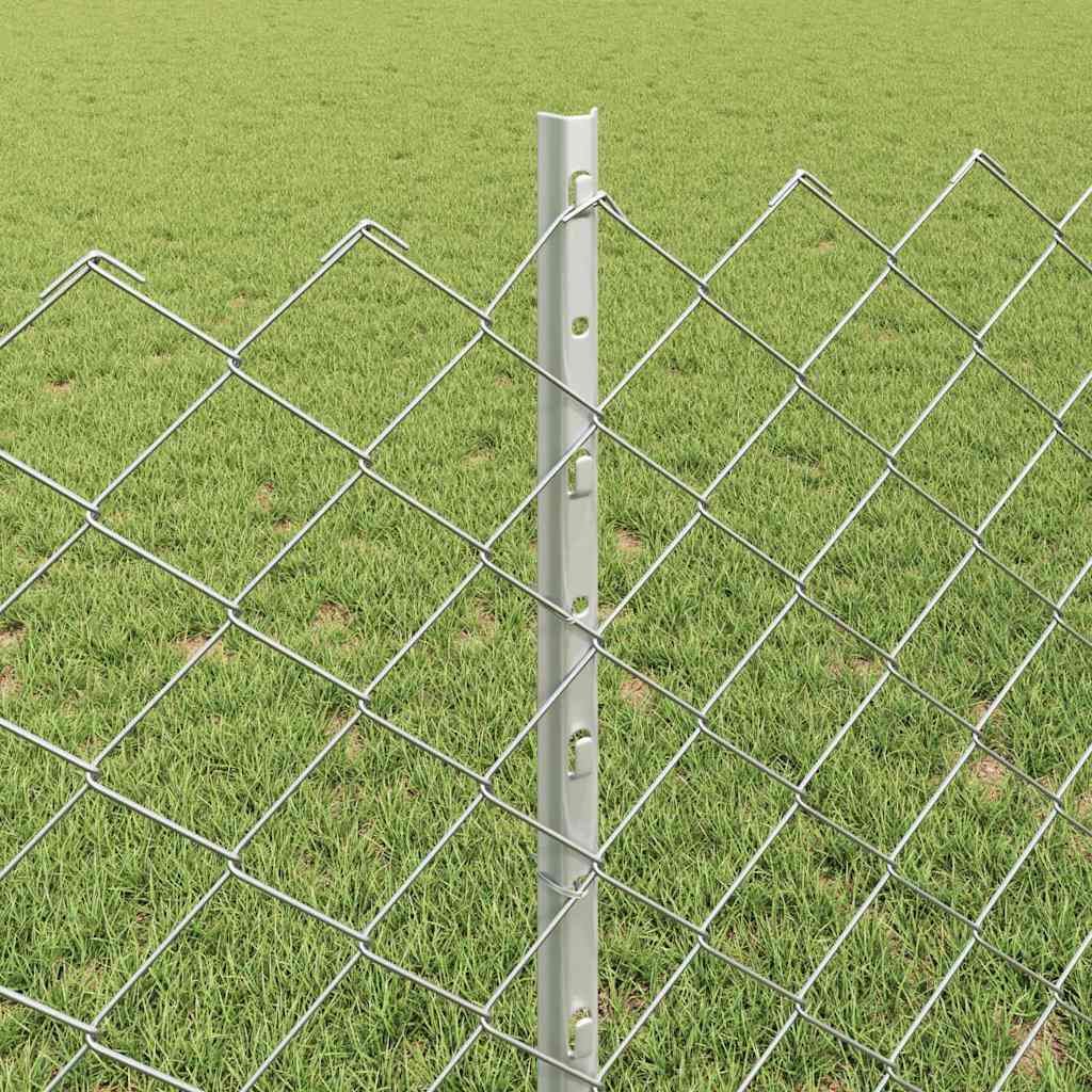 Kjettinggjerde med stolpe 10 x 0,8 m Galvanisert stål Sølv Mesh