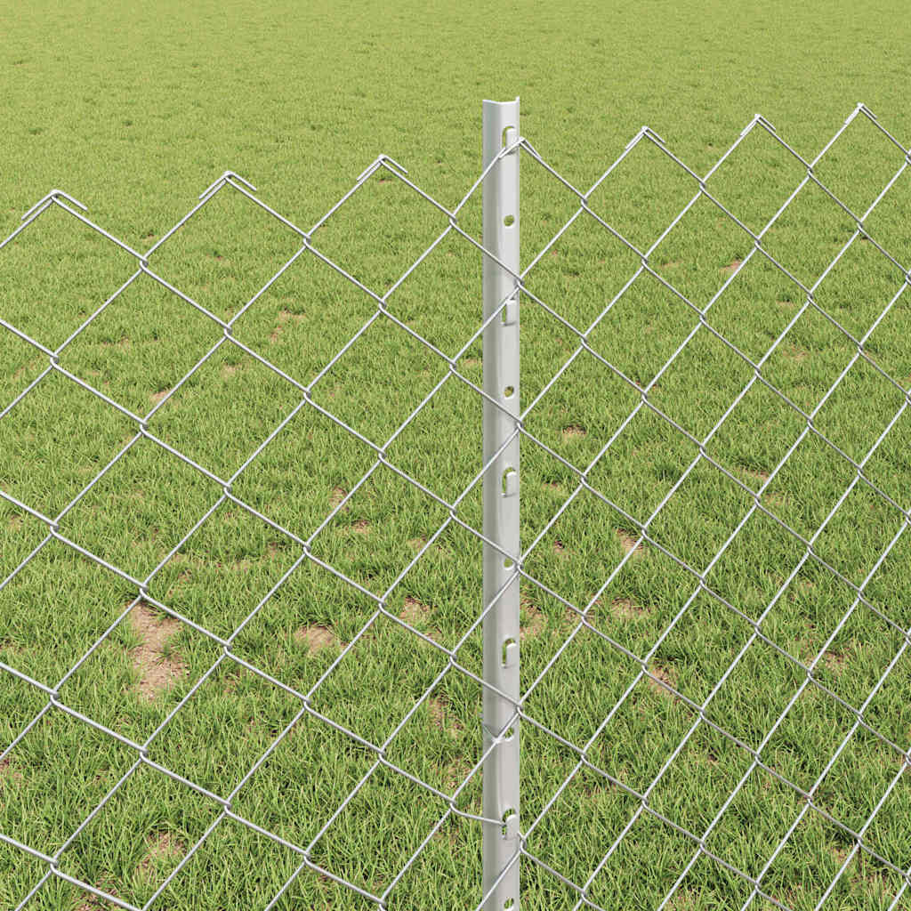 Kjettinggjerde med stolpe 10 x 1 m Galvanisert stål Sølv Mesh
