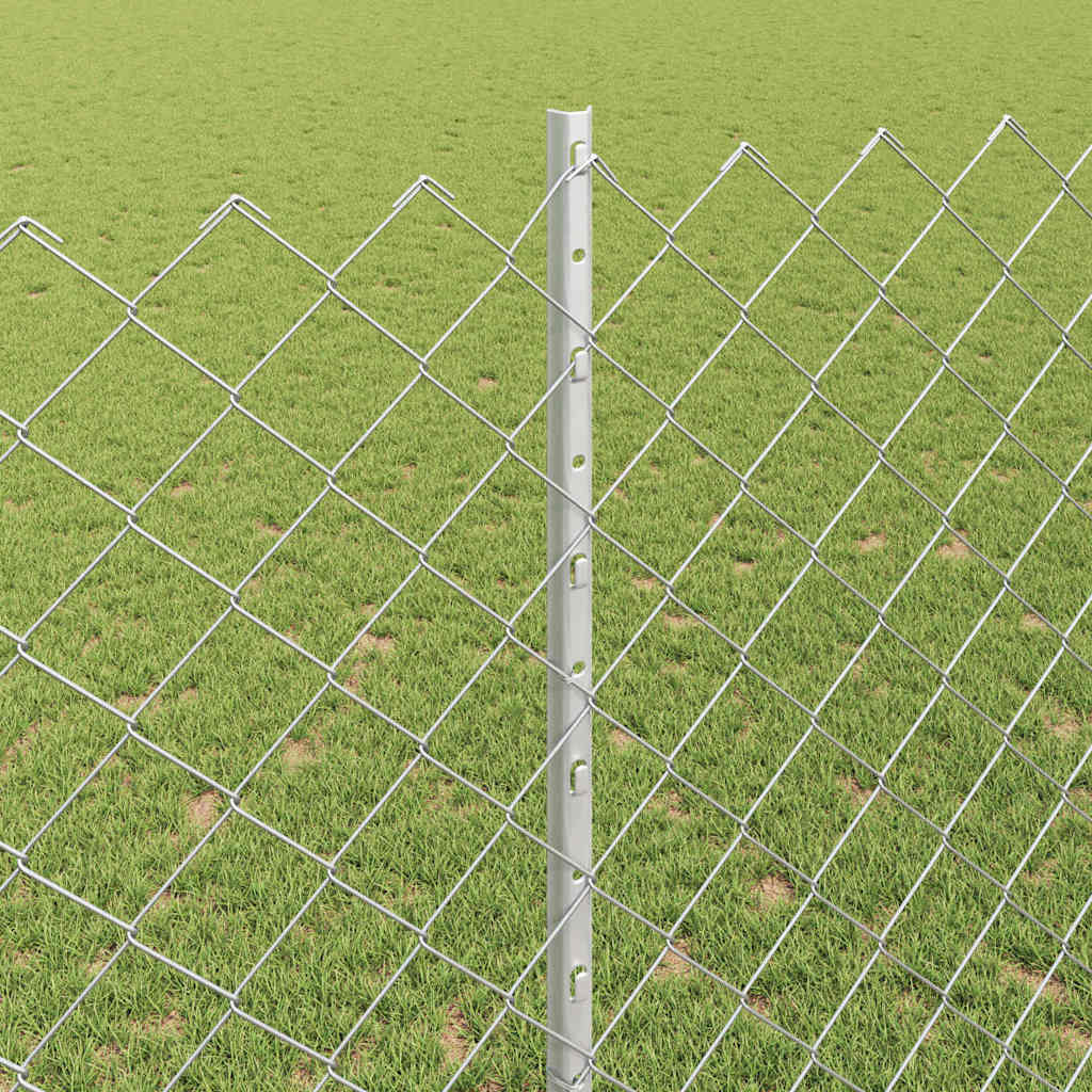 Kjettinggjerde med stolpe 10 x 1,4 m Galvanisert stål Sølv Mesh