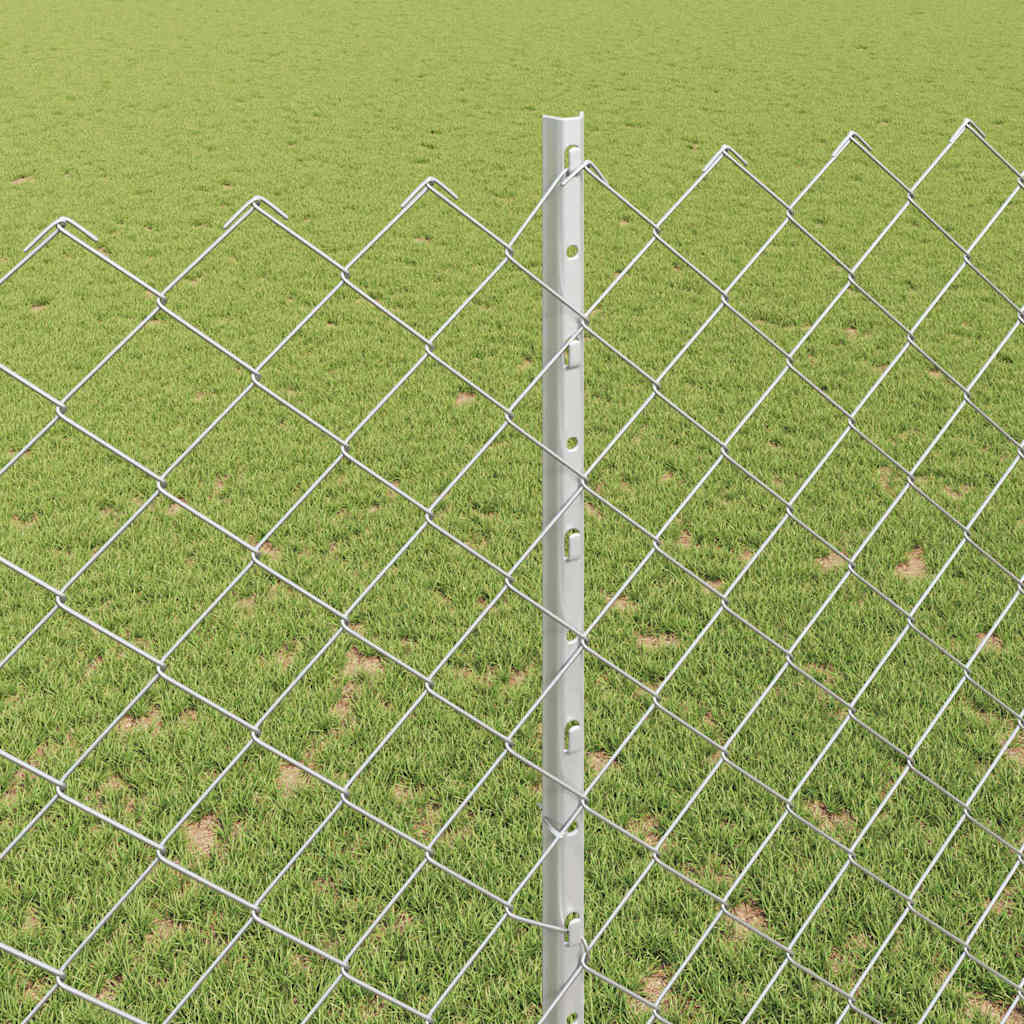 Kjettinggjerde med stolpe 10 x 1,5 m Galvanisert stål Sølv Mesh