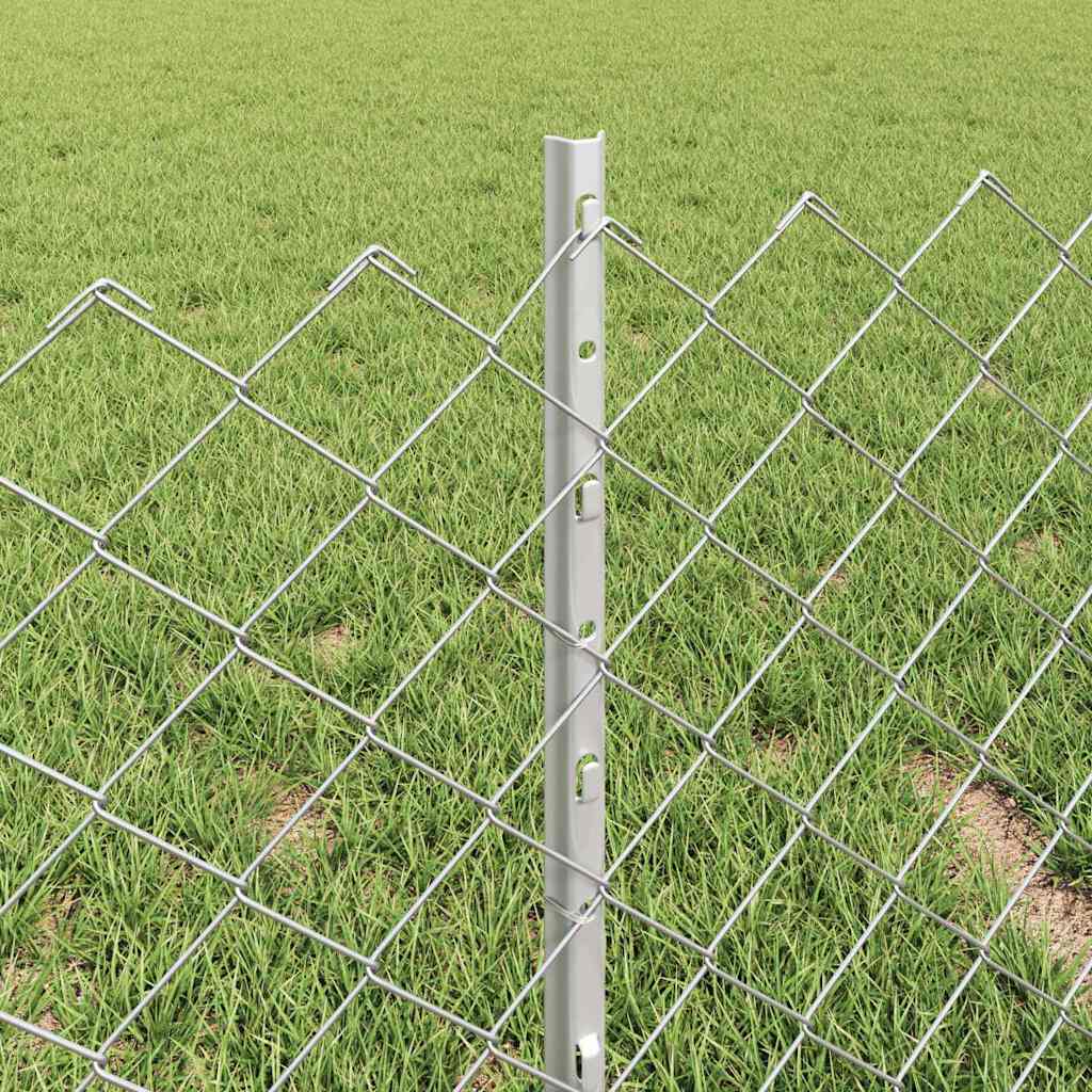 Kjettinggjerde med stolpe 25 x 0,4 m Galvanisert stål Sølv Mesh