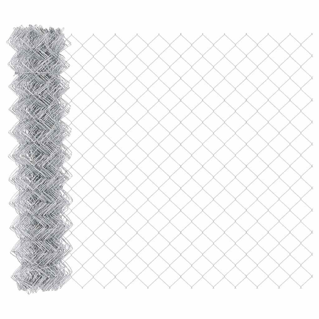 Kjettinggjerde med stolpe 25 x 1,2 m Galvanisert stål Sølv Mesh