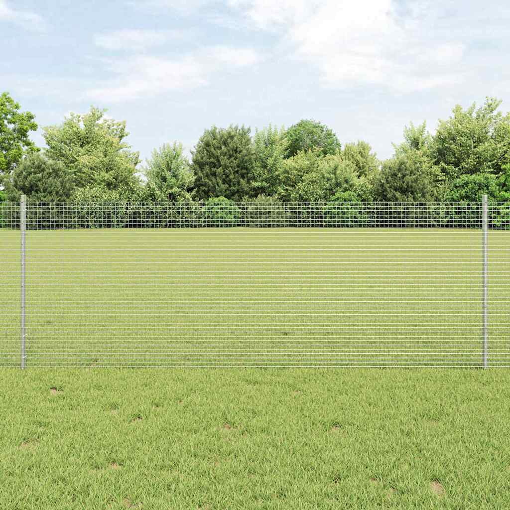 Sveiset trådgjerde med stolper 10 x 0,8 m Galvanisert stål Sølv