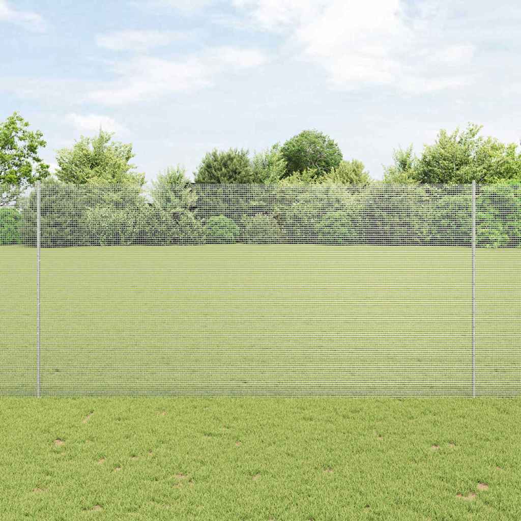 Sveiset trådgjerde med stolper 10 x 1,6 m Galvanisert stål Sølv