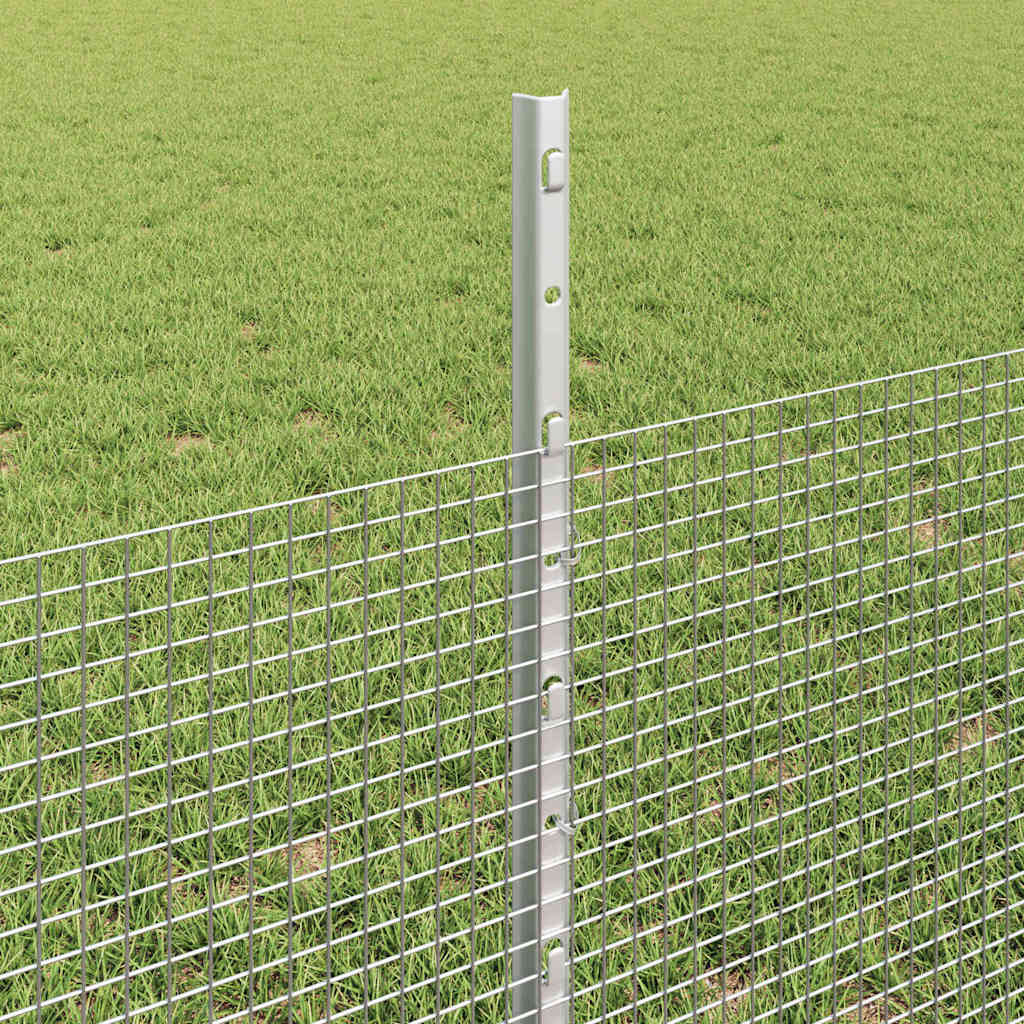 Sveiset trådgjerde med stolper 25 x 0,5 m Galvanisert stål Sølv