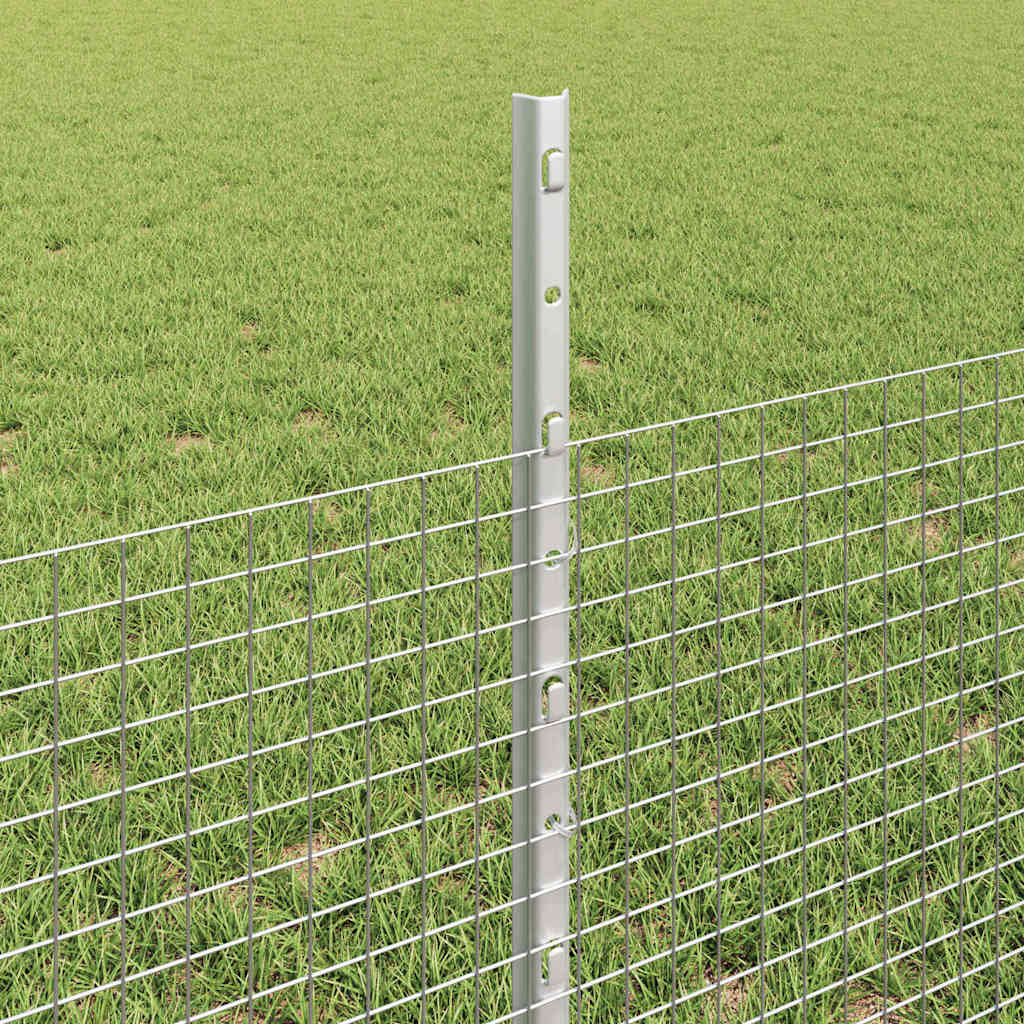 Sveiset trådgjerde med stolper 25 x 0,5 m Galvanisert stål Sølv