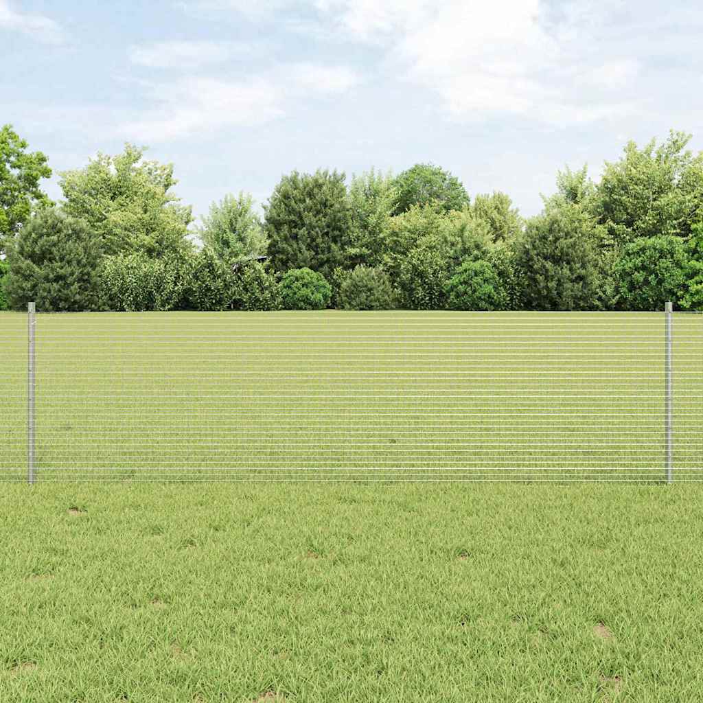 Sveiset trådgjerde med stolper 25 x 0,6 m Galvanisert stål Sølv