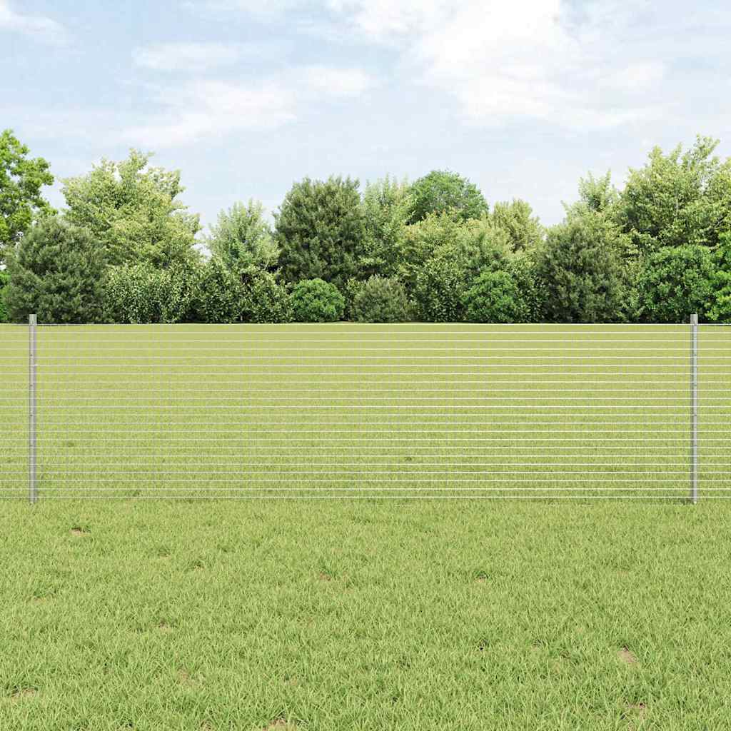 Sveiset trådgjerde med stolper 25 x 0,6 m Galvanisert stål Sølv