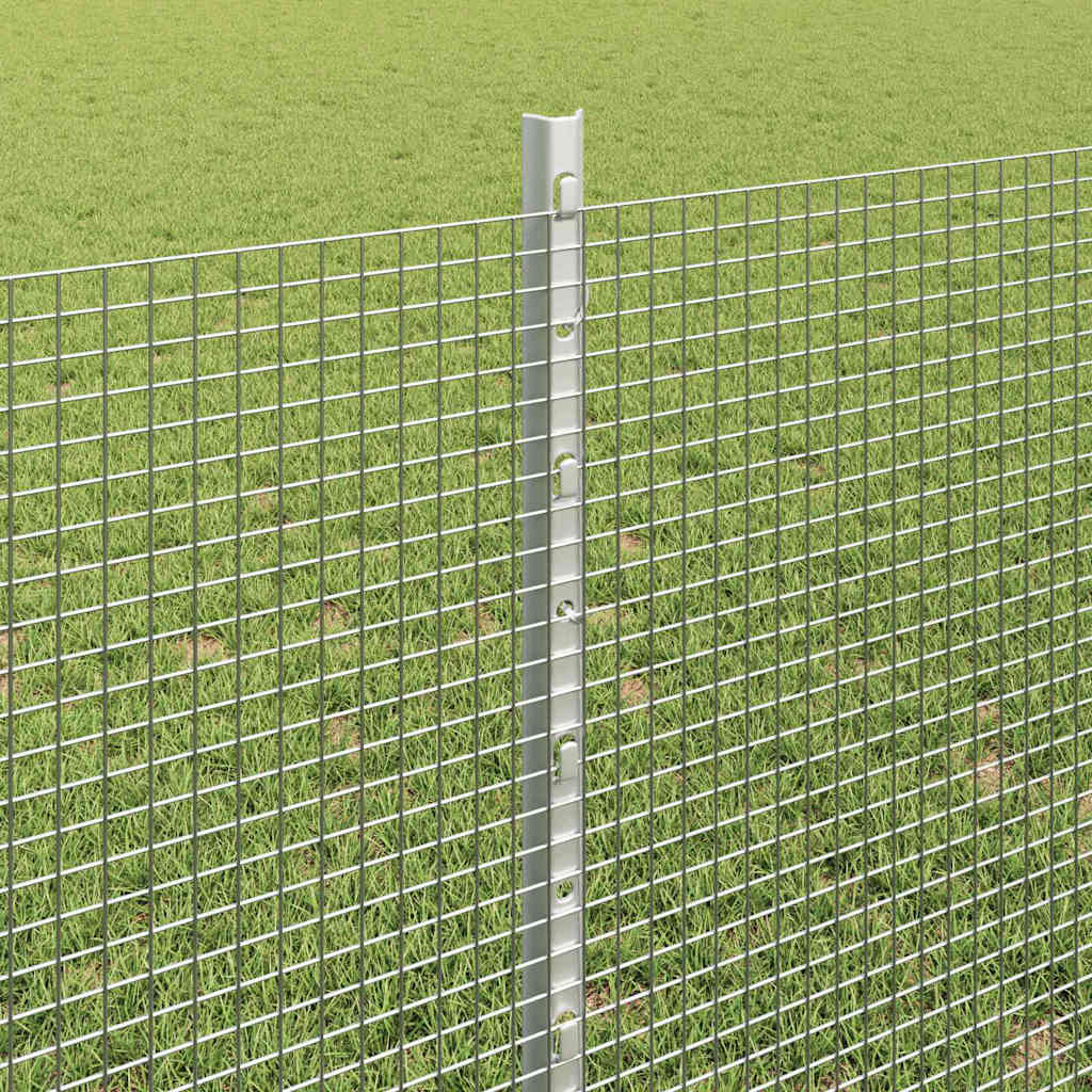Sveiset trådgjerde med stolper 25 x 0,8 m Galvanisert stål Sølv