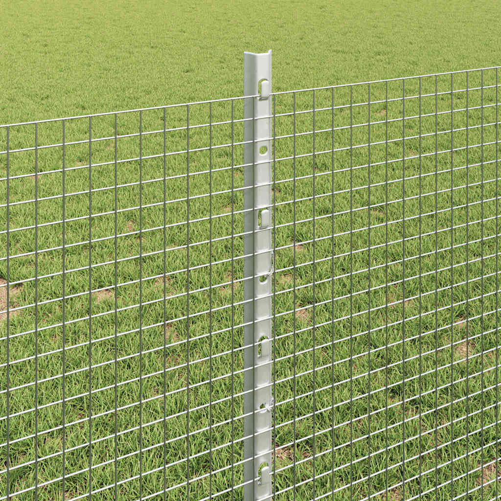 Sveiset trådgjerde med stolper 25 x 0,8 m Galvanisert stål Sølv