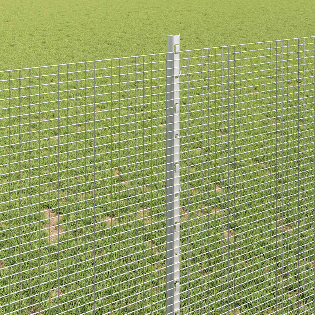 Sveiset trådgjerde med stolper 25 x 1 m Galvanisert stål Sølv