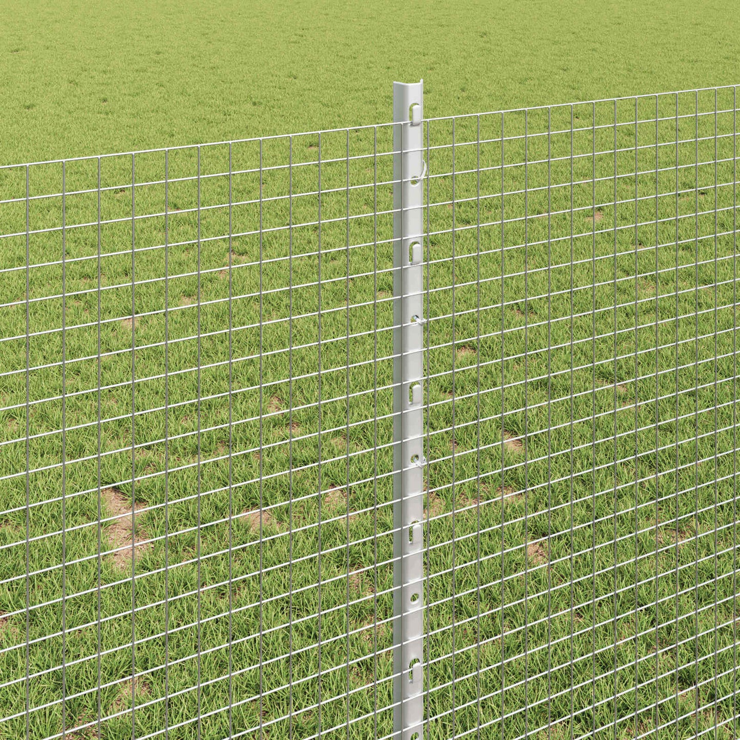 Sveiset trådgjerde med stolper 25 x 1 m Galvanisert stål Sølv